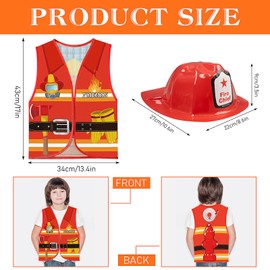 24 Pcs Kids Fireman Costumes Set, 12 Fireman Helmets Firefighter Hats and 12 Fireman Vests Firefighter Dress Up Set for Party