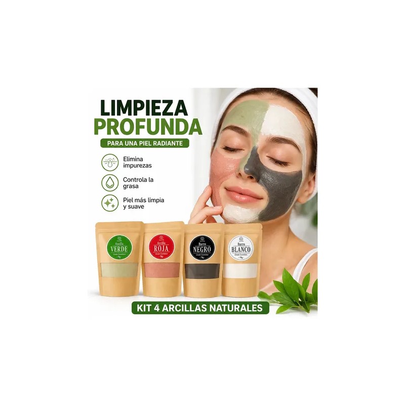 Kit Barro Para Mascarillas Arcilla Roja Verde Blanco Negro