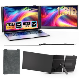 BOSII Laptop Screen Extender Portable - Ultra-Thin 14" FHD Dual Extended Monitor Display Travel Work for 14-17" Laptops Compatible with Windows/Mac