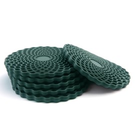 Dark Green Drinks Coasters Set of 6 by Stone & Thyme - a UK Brand. Non Slip, Heatproof & Easy to Clean. Colourful Decorative Home Accessories That Protect All Surfaces. (Dark Green)