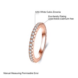 LAZLUVU Womens Eternity Wedding Stackable Rings Rose Gold Round Cubic Zirconia Statement Promise Engagement Rings Size 10