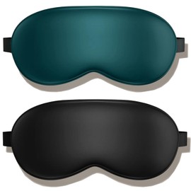 Eye Mask for Sleeping Silk Sleep Mask Sleep Mask for Women and Men Blackout Eye Covers with Adjustable Strap Sleeping Mask for Travel Daytime and Night (green+black)