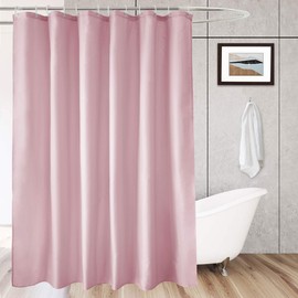 AooHome Standard 72x72 inch Shower Curtain Liner, Durable Polyester Solid Color Shower Curtain with Hooks, Weighted Hem, Water Repellent, Pink