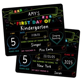 SICOHOME First Day & Last Day School Sign - 11"x 14" Double Sided Chalkboard - Reusable & Washable Chalkboard Signs for Kindergarten & Pre-K