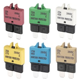 DMiotech 6 Pack 28V DC 5A 10A 15A 20A 25A 30A Multicolor ATC/ATO Manual Mini Resettable Fuse Assortment Kit for Automotive Circuit Breaker for Car Truck SUV Marine Boat Motorcycle