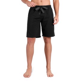 DAVID ARCHY Men's 2 Pack Soft Comfy Cotton Knit Sleep Shorts Lounge Wear Pants with Pockets (S, Black/Navy Blue)