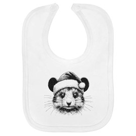 Azeeda 'Mouse Wearing Santa Hat' Soft Cotton Baby Bib (BI00061847)