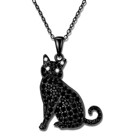 SUPAC Whimsical Oriental Shorthair Cat Pendant Necklace - Sparkling Synthetic Zirconia Crystals, Trendy Cartoon Animal DesignGreat Gift for Cat Lovers and Animal Enthusiasts