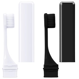 Patelai 2 Pieces Travel Toothbrush Set, Travel Size Toiletries, Soft Bristle Mini Foldable Tooth Brush with Case, Individually Wrapped Small Portable Toothbrush for Camping Home (Black and White)