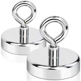 FPMYB Pack of 2 Magnetic Hooks, Extra Strong Magnetic Hooks, 60 mm Neodymium Magnetic Hooks, Eyelet Magnet with Hooks for Cruise, Grill, BBQ, Kitchen, Fridges, Gadgets, Iron Doors, Office