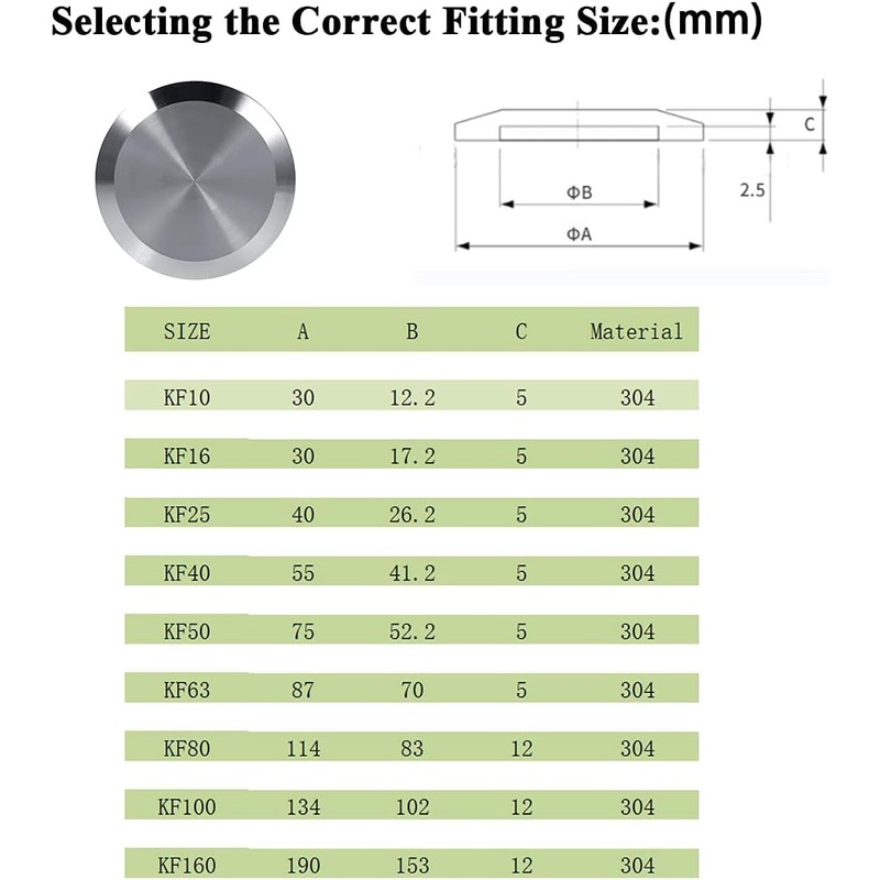 Stainless Steel 304 KF40 KF-40 Blank Flange Vacuum Fitting