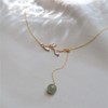 LOOYUUPEE Natural Hetian Jade & Zircon Necklaces for Women, Leaf