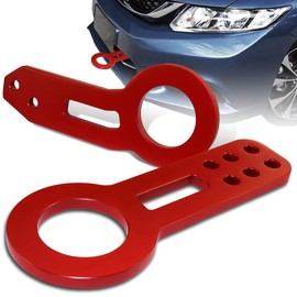 EPARTS Universal JDM 2PCS Front + Rear Bumper Anodized CNC Billet Aluminum Racing Towing Tow Hook Kit Trailer Ring, Automotive Exterior Accessories, Car Mods DIY Modification Parts Assembly (Red)