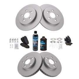 TRQ Front and Rear Brake Pad & Rotor Kit Brake Chemical Kit Brake Pads Brake Rotor Ceramic Premium G-Coated Compatible with 2011-2014 Lexus CT200h 2010-2015 Toyota Prius 2012-2015 Prius Plug-In