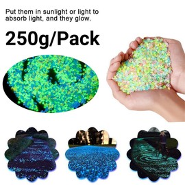 250g Pack Glow-in-The-Dark Luminous Sand Particles - Fluorescent Micro Landscape Gravel for Aquariums and Decorations, 3-5mm, Natural Resin