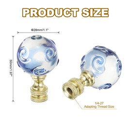 PATIKIL 1/4-27 Lamp Finial Cap for Lampshade Harp Top, Cap Nut Screw Cap Knob Clear Spiral Ball Shaped Glass Lamp Shade Decoration for Table Floor Lamp, Blue
