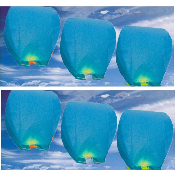 10 Blue- Eco-Friendly Chinese Flying Floating Sky Lanterns (A Liittle Tree)