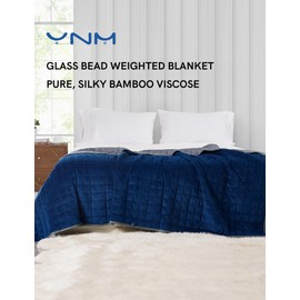 YnM Cooling Weighted Blanket for Adults, Cooling & Cozy Velvet Dual-Sided, 25lbs Heavy Bed Throw for One Person of 240lbs, Four Seasons Use (60x80 Inches, Queen Bed, Blue/Grey)