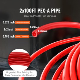 Happybuy PEX Pipe 1/2 Inch, 2 x 100 Feet PEX-A Flexible Tubing for Potable Hot/Cold Water, Plumbing Lines with Free Cutter, Blue & Red for Plumbing Applications