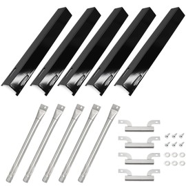 Hiorucet Grill Replacement Parts for Brinkmann 5 Burner 810-8501-S Gas Grill Models, Porcelain Steel Heat Plates, Stainless Steel Grill Burners and Crossover Tubes for Brinkmann Gas Grill Parts