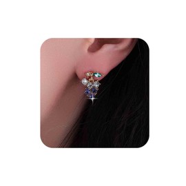 Aneneiceera Vintage Purple Crystal Grape Stud Earrings Cluster Glass Grape Earrings Purple Rhinestone Earrings CZ Emerald Purple Pearl Earrings Summer Fruit Earrings Jewellery for Women (Purple A),