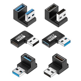 UCEC 6-Pack 90 Degree USB 180 Degree USB 3.2 Adapter, USB 90 Degree Adapter USB Angle Adapter, Up and Down Angle, Left and Right Angle USB A Male to USB A Female Adapter Extender Connector 10Gbps