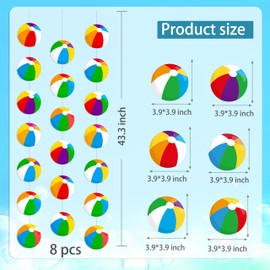 Colorful Beach Ball Garland Banners Summer 8PCS Beach Birthday Party Hanging Garland Pool Party Decorations Beach Ball Paper Cutout Hawaiian Theme Baby Shower Supplies for Wall Ceiling Decor