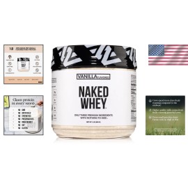 Naked Vanilla Whey Protein 1Lb - 3 Ingredients, All-Natural Grass-Fed Formula