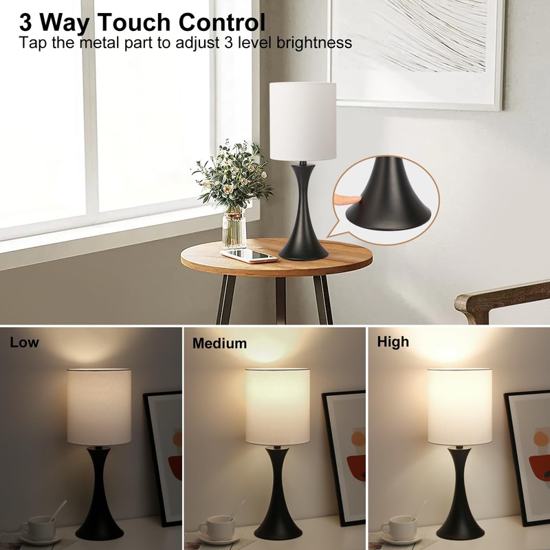 Seaside village 3 Way Touch Control Table Lamp, Modern Bedside