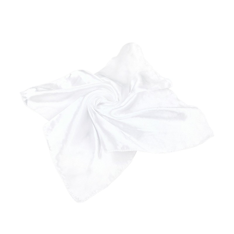 TrendsBlue Elegant Silk Feel Solid Color Satin Square Scarf, White