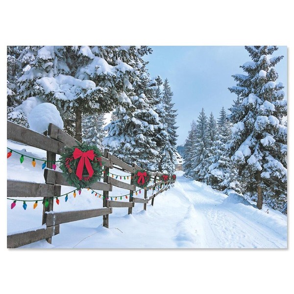 Forest Lane Christmas Cards - Set of 18, Themed Holiday Greeting Card Value Pack, Large 5 x 7 Inch Size, Envelopes Included
