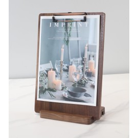 Solid Hardwood Clipboard with Stand, Wooden Menu Holder for Restaurants, Table Stand, Receipt Holder for Bar Counter Freestanding Clipboards A4 with Metal Clip High Capacity