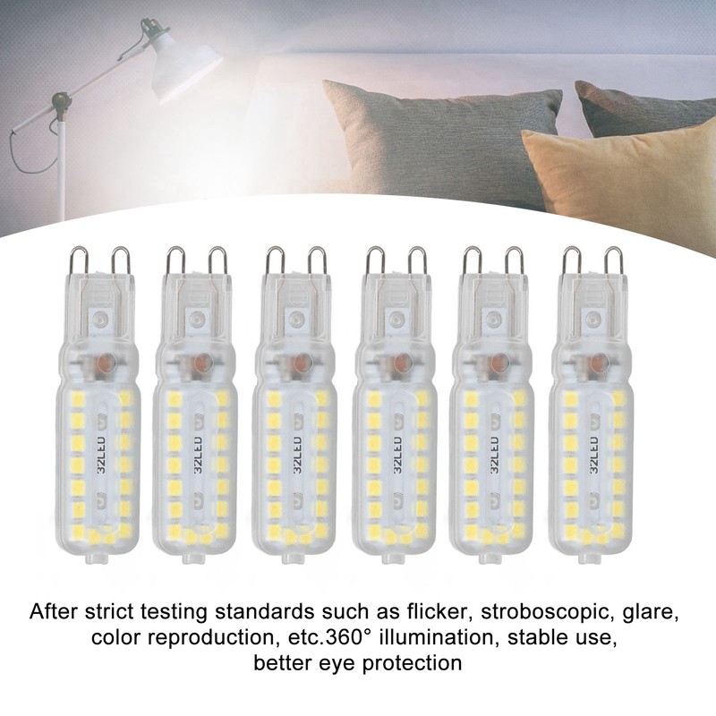 6pcs G9 LED Bulbs 7W Dimmable 360° Illumination Replacement Light