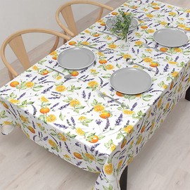 Style Decor W4702010 Tablecloth, 100% Cotton, Fashionable, Rectangle, Nordic, 56.9 x 70.9 inches (142 x 180 cm), Standard, Orange, Lavender, Fruit Pattern