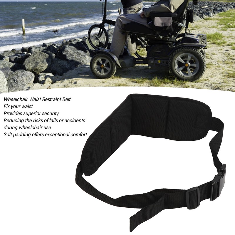 Wheelchair Seat Belt Wheelchair Black Padded Waist Restraint Harness Strap