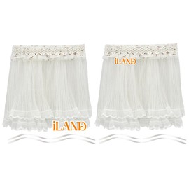 iLAND Miniature Dollhouse Accessories on 1/12 Scale, Dollhouse Curtains Set of Multi-Layered Lace & Tulle Curtains 2pcs