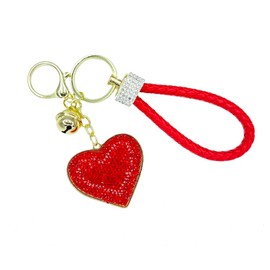 VLNET Heart Shaped Key Ring with Rhinestones. Keyring with Carabiner and Split Split Ring, Rhinestone, Enamel, Glitter. Gift Idea. Valentine's Day, Mother's Day, Friend. Unisex, silver, One size