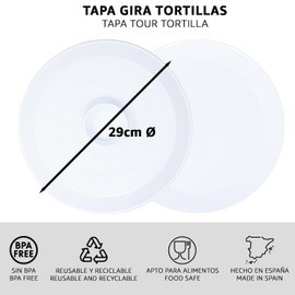 Omelet Turntable 29cm Swivel Lid Heavy Duty Plastic Tortilla Inverter, Ideal for Potato Omelets, Pan Lids, Pot, BPA Free, Kitchen Accessories, Suitable for All Pans