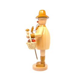 Drechslerei Friedbert Uhlig, incense smoker no. 019, mushroom collector, natural, 35 cm high, turned from regional wood, real handmade from the Ore Mountains, Christmas, wood art, real wood