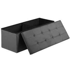 SUPER DEAL 43 Inches Folding Storage Ottoman Bench, Foot Rest with Divider Foam Padded Seat Large Storage Chest Long Box for Living Room Bedroom Entryway, 660 lbs Capacity, Light Grey