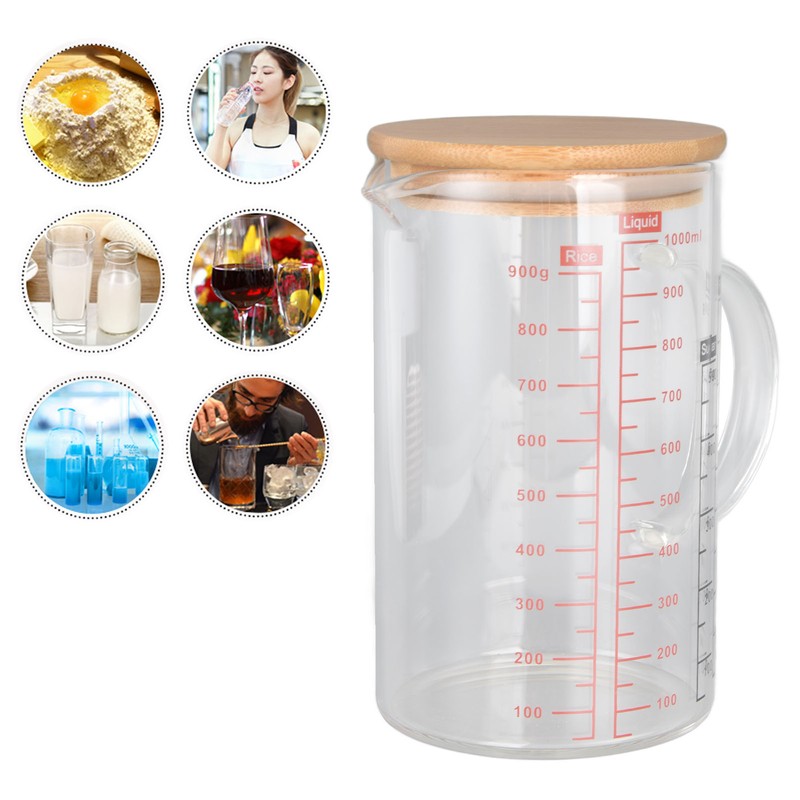Glass Measuring Cup V Shaped Nozzle Clear Scale Comfortable Grip