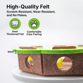 Mooipur Cat Puzzle Toy with 3 Track Balls, Flower-Shaped Play Box for Indoor Kittens Interactive Treat Feeding, Fun Maze Game for Indoor Cats Boredom Relief & Exercise (White/Camel)