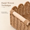 2PCS Bathroom Basket Organizer with Handle, Scalloped Basket, 14.4×6.4×4In