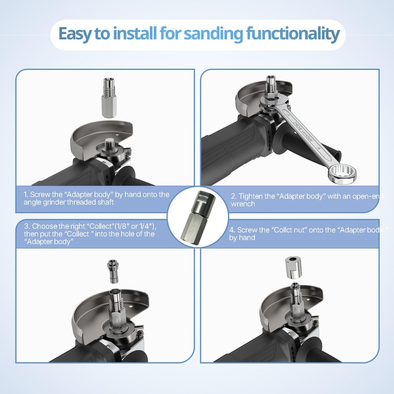 Neeki Flapper Adapter, stainless steel angle grinder adapter, compatible with