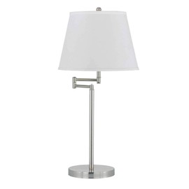 Cal 28" Height Metal Table Lamp in Brushed Steel 150W/Brushed Steel/Fabric/Round/Brushed Steel/Lifestyle