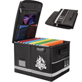 BALEINE Fireproof Document Box with Lock, Portable Fireproof Document Bag Waterproof Fire Proof File Boxes for Documents, File Organizer Box for Important Paperwork (Black, 16''x12.5''x11.5'')