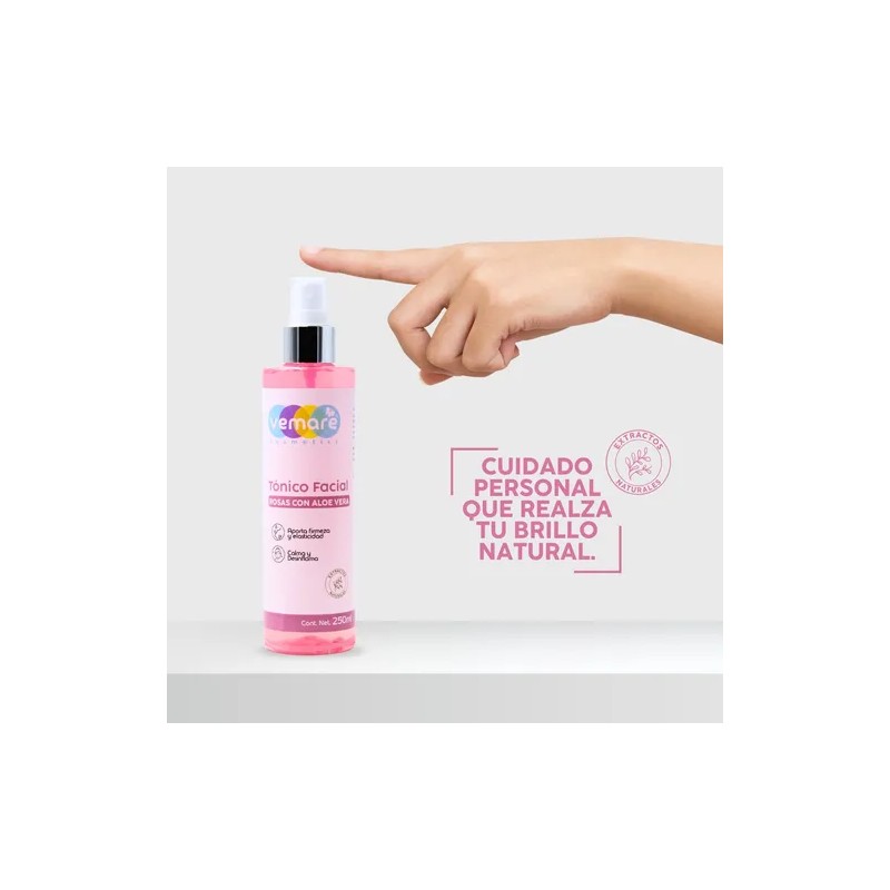 Tónico Facial Rosas Con Aloe Vera Vemare Refrescante 250 Ml