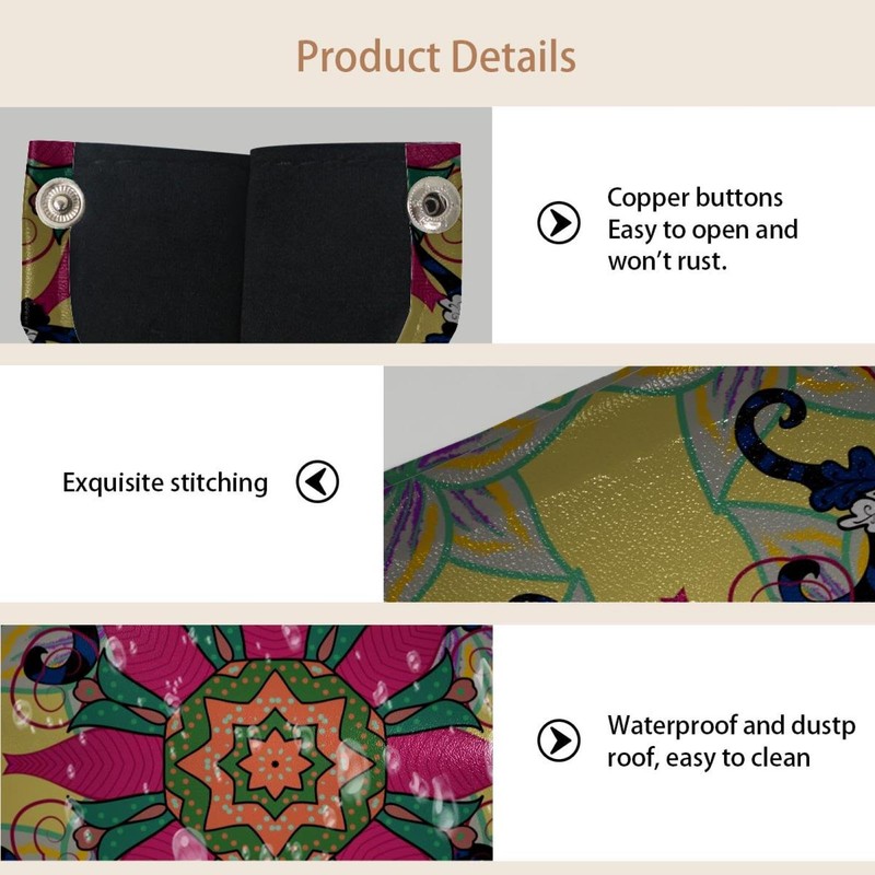 2 Pack Tissue Box Cover Holder, Flowers Ornate Zentangle Texture
