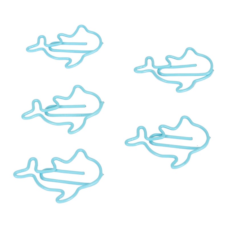 100Pcs Cute Paper Clips Blue Dolphin Style Exquisite Color Strong