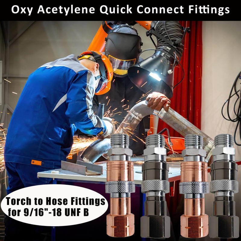 Oxy Acetylene Torch Hose Quick Connects B-Size 9/16"-18 4PCS